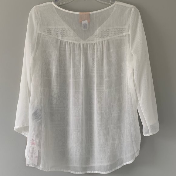 NWT White Embroidered Lace Tassel Tunic - Picture 2 of 5